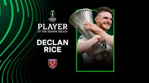 กัปตันทีมแชมป์! ยูฟ่าเลือก ‘ไรซ์’ แข้งยอดเยี่ยม ‘คอนเฟอเรนซ์’