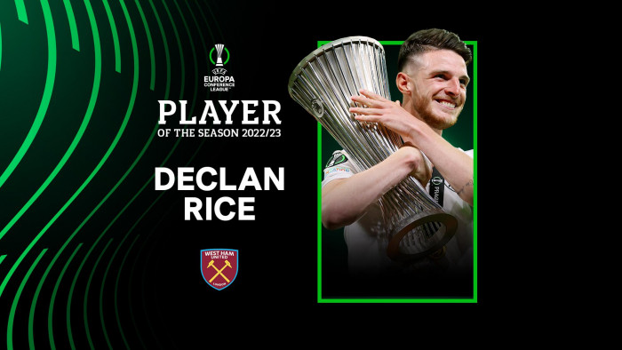 กัปตันทีมแชมป์! ยูฟ่าเลือก ‘ไรซ์’ แข้งยอดเยี่ยม ‘คอนเฟอเรนซ์’