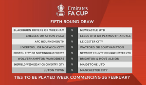 เรือปะทะลูตัน, หงส์ลุ้นลิ่วเจอทีมชปช. จับติ้วเอฟเอ คัพรอบ 5