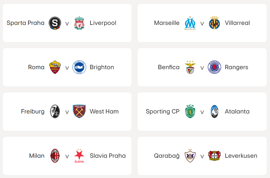 หงส์เจอสปาร์ต้า, มิลานชนสลาเวีย จับติ้วยูโรป้าลีก 16 ทีม