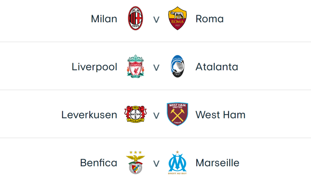 มิลานชนหมาป่า, หงส์เจออตาลันต้า ประกบคู่ยูโรป้า 8 ทีม
