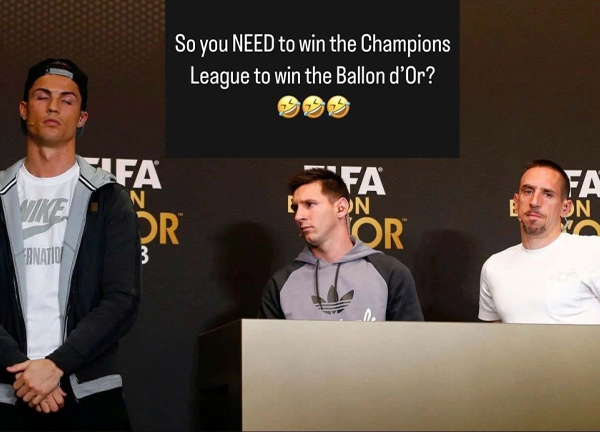 ‘ริเบรี่’ สวน ‘โด้’ หลังบอกบัลลงดอร์ตัดสินที่แชมป์ UCL