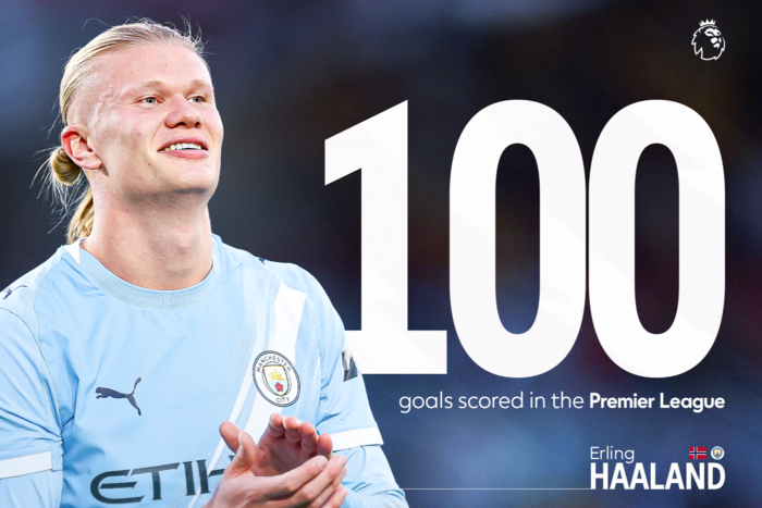 ใช้แค่111นัด! ‘ฮาลันด์’ สร้างสถิติยิง 100 ตุงเร็วสุด EPL